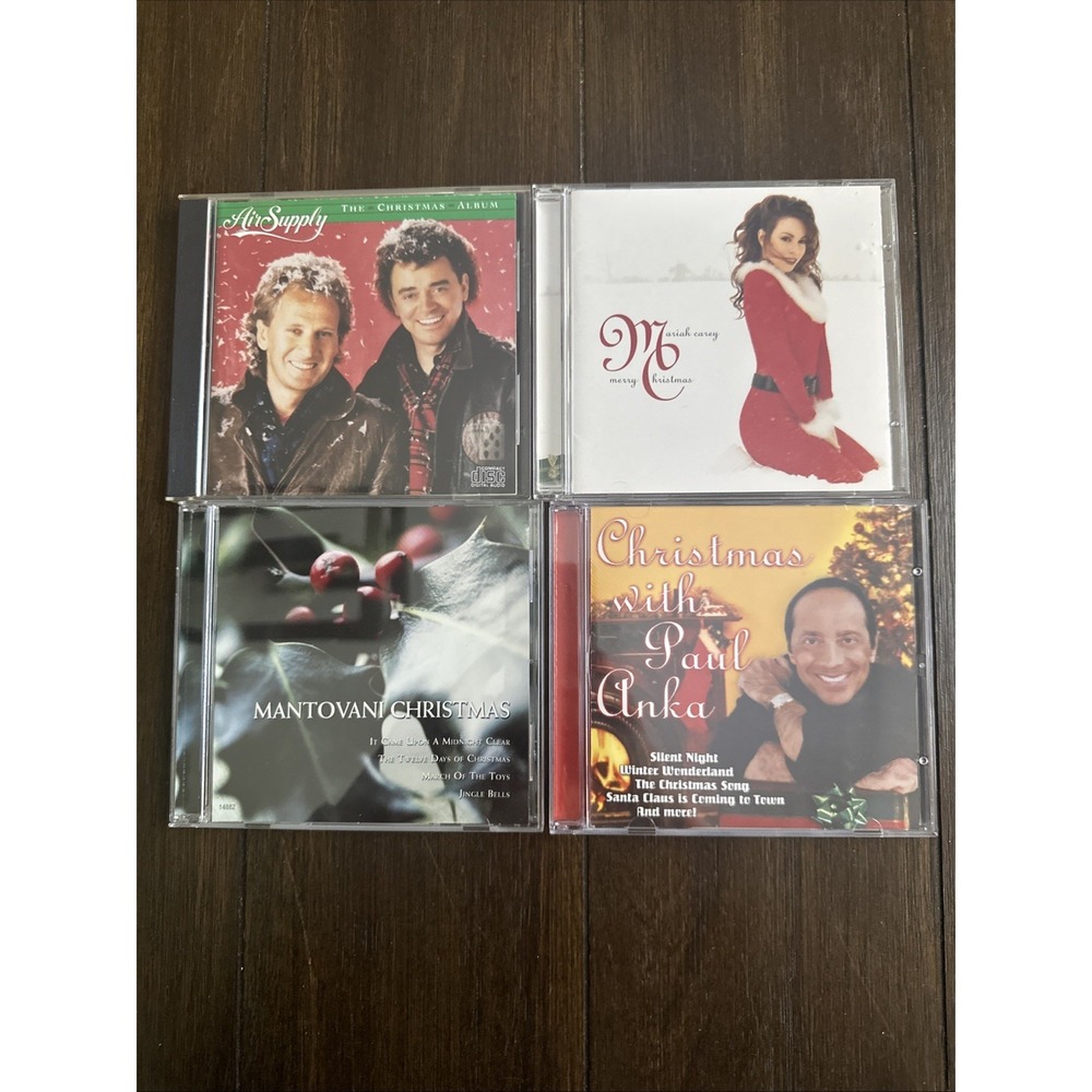 Christmas CD Lot of 4 Mariah Carey Air Supply Paul Anka Mantovani Holiday